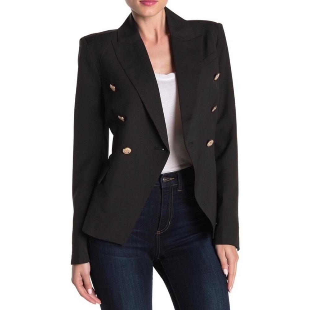 WALTER BAKER‎ Black Blazer Academia Preppy with gold buttons Boardroom Chic